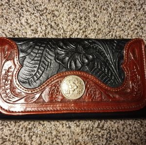 American West black and Brown leather wallet lady